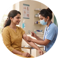 Healthy Habits – Get Vaccinated Annually Patient receiving adult vaccination at Nishchay Hospital