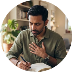 Healthy Habits – Avoid Known Triggers Man experiencing chest discomfort, avoiding triggers