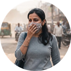 Healthy Habits – Track Your Symptoms Woman coughing, showing early respiratory symptoms