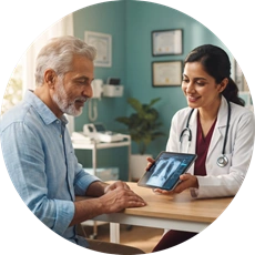 Healthy Habits – Regular Follow-Up Elderly patient consulting doctor for regular health follow-up